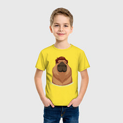 Футболка хлопковая детская Капибара гигачад с шевелюрой, цвет: желтый — фото 2