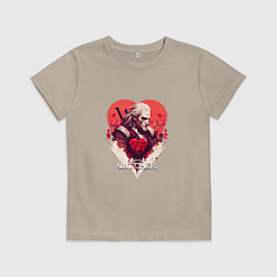 Футболка хлопковая детская Witcher: Geralt and heart, цвет: миндальный
