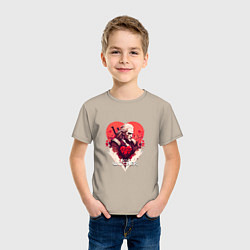 Футболка хлопковая детская Witcher: Geralt and heart, цвет: миндальный — фото 2