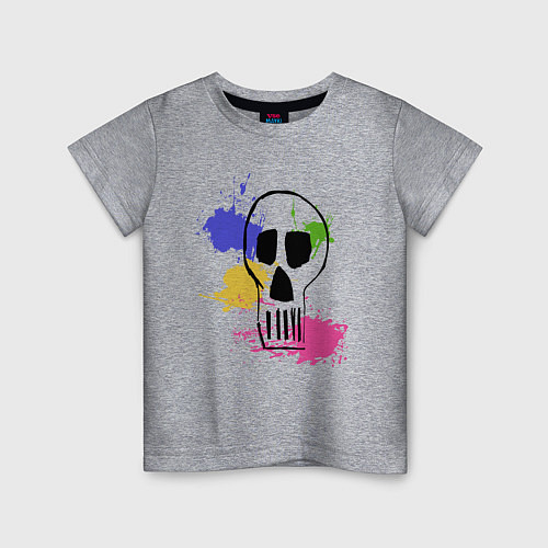 Детская футболка Черепушка со следами красок / Меланж – фото 1