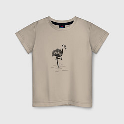 Футболка хлопковая детская Черный фламинго, цвет: миндальный