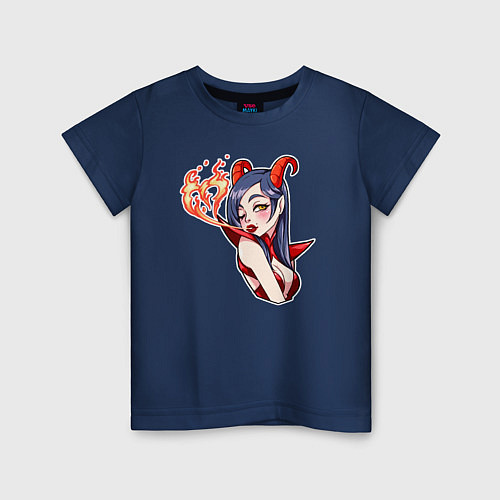 Детская футболка Дьяволица - огненная любовь / Тёмно-синий – фото 1