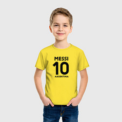 Футболка хлопковая детская Месси Аргентина автограф, цвет: желтый — фото 2