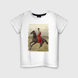 Футболка хлопковая детская Николай II на коне, цвет: белый