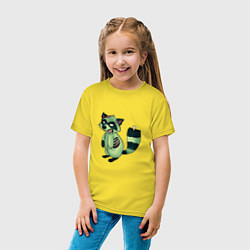 Футболка хлопковая детская Зеленый енот зомбак, цвет: желтый — фото 2