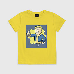 Футболка хлопковая детская Волт-Бой с пальцем вверх, цвет: желтый
