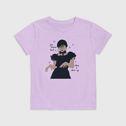 Футболка хлопковая детская Уенсдей Аддамс танец, цвет: лаванда