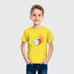 Футболка хлопковая детская Лёд и пламя Сердце, цвет: желтый — фото 2