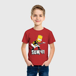 Футболка хлопковая детская Sum41 Барт Симпсон рокер, цвет: красный — фото 2