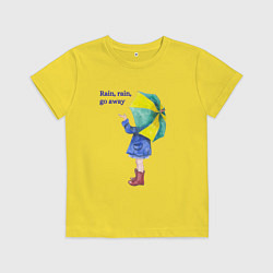 Футболка хлопковая детская Девочка с зонтиком, цвет: желтый