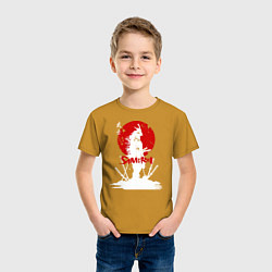 Футболка хлопковая детская Белый самурай, катаны и красное солнце, цвет: горчичный — фото 2