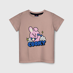 Футболка хлопковая детская Cooky BT21 Jungkook, цвет: пыльно-розовый