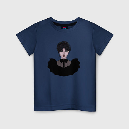 Детская футболка Уэнсдэй Адамс арт / Тёмно-синий – фото 1