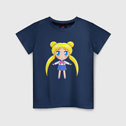 Футболка хлопковая детская Sailor moon chibi, цвет: тёмно-синий