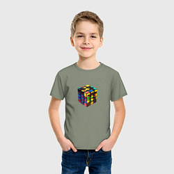Футболка хлопковая детская Кубик-рубик, цвет: авокадо — фото 2