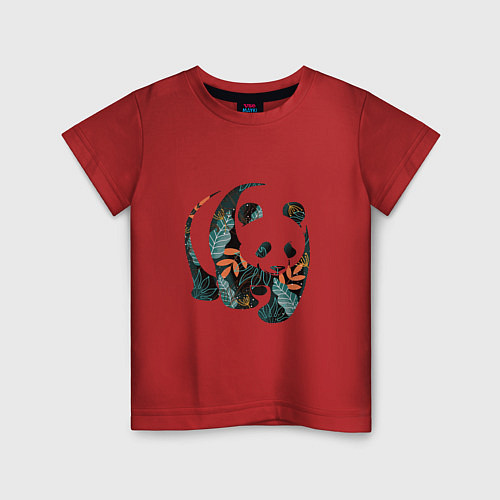 Детская футболка Панда в цветочном принте / Красный – фото 1