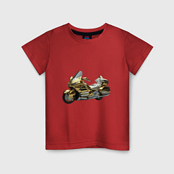 Футболка хлопковая детская Золотой мотоцикл, цвет: красный