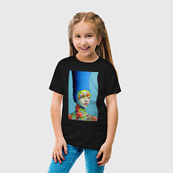 Футболка хлопковая детская Юная Мардж Симпсон - нейросеть, цвет: черный — фото 2