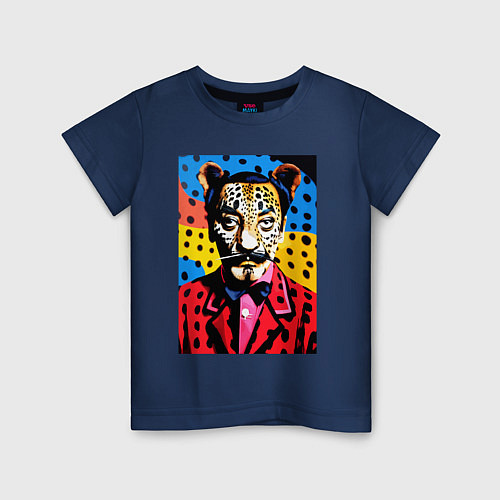 Детская футболка Леопард Сальвадор Дали / Тёмно-синий – фото 1