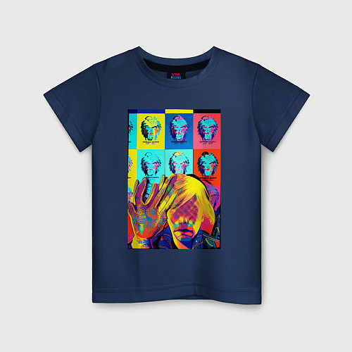 Детская футболка Andy Warhol and neural network - collaboration / Тёмно-синий – фото 1