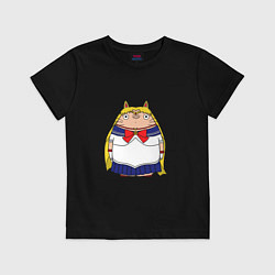 Футболка хлопковая детская Totoro Sailor Moon, цвет: черный