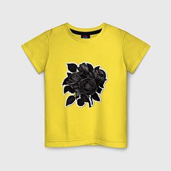 Футболка хлопковая детская Букет и черные розы, цвет: желтый