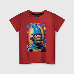 Футболка хлопковая детская Гомер Симпсон - космический рыцарь - нейросеть, цвет: красный