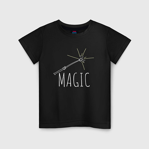 Детская футболка Magic надпись и волшебная палка / Черный – фото 1