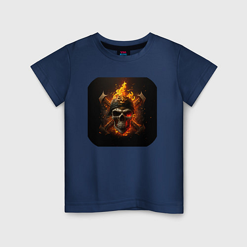 Детская футболка Огненные череп и кости / Тёмно-синий – фото 1