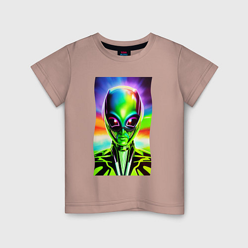 Детская футболка Alien - neural network - neon glow - pop art / Пыльно-розовый – фото 1