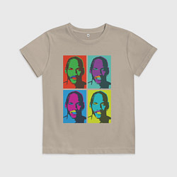 Футболка хлопковая детская Майкл Джордан в стиле Уорхола 2на2, цвет: миндальный
