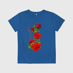 Футболка хлопковая детская Прекрасная Оксана - букет из роз, цвет: синий