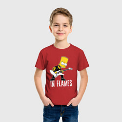 Футболка хлопковая детская In Flames Барт Симпсон рокер, цвет: красный — фото 2