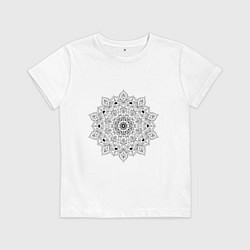 Футболка хлопковая детская Мандала лепестки, цвет: белый