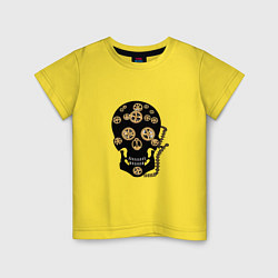 Футболка хлопковая детская Череп лого, цвет: желтый