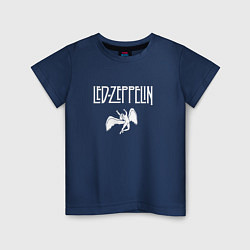 Футболка хлопковая детская Led Zeppelin падший ангел, цвет: тёмно-синий