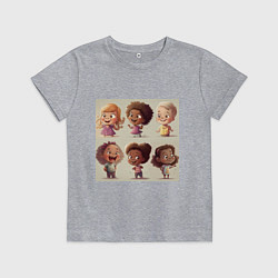 Футболка хлопковая детская Веселые друзья, цвет: меланж