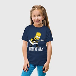 Футболка хлопковая детская Green Day Барт Симпсон рокер, цвет: тёмно-синий — фото 2