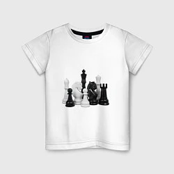 Футболка хлопковая детская Фигуры шахматиста, цвет: белый