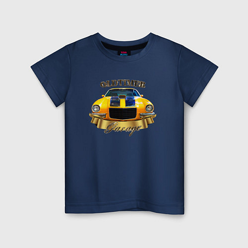 Детская футболка Ретро автомобиль Chevrolet Camaro / Тёмно-синий – фото 1