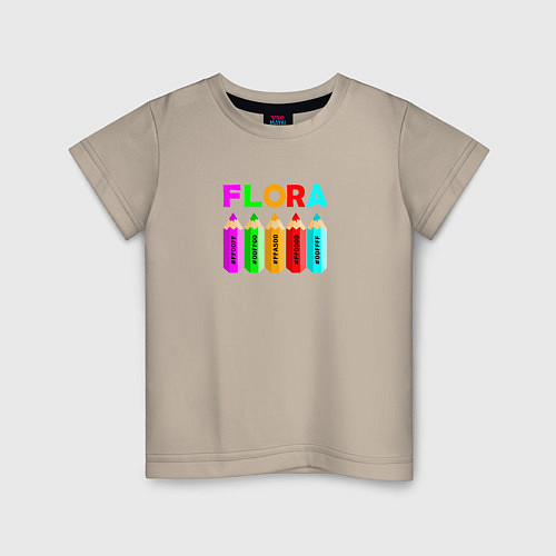 Детская футболка Цвет букв слова флора / Миндальный – фото 1