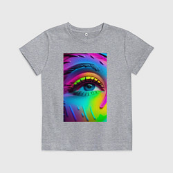 Футболка хлопковая детская Глаз - нейросеть - поп-арт - неон, цвет: меланж