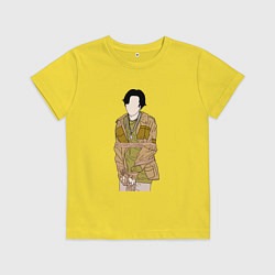 Футболка хлопковая детская Юнги из BTS, цвет: желтый