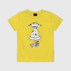 Футболка хлопковая детская Pizza space, цвет: желтый