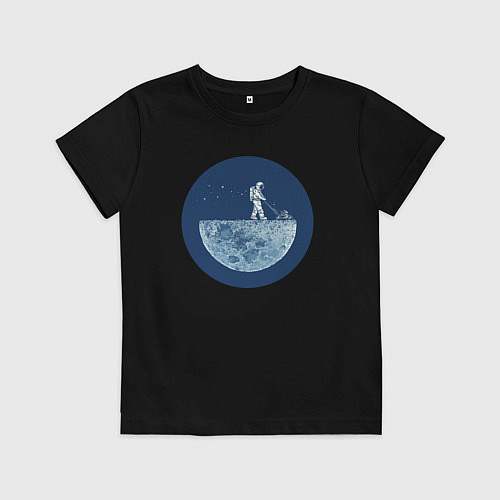 Детская футболка Космонавт с газонокосилкой / Черный – фото 1