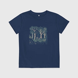 Футболка хлопковая детская Лесная велопрогулка, цвет: тёмно-синий
