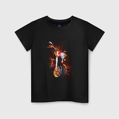 Детская футболка Огненный мотоцикл / Черный – фото 1