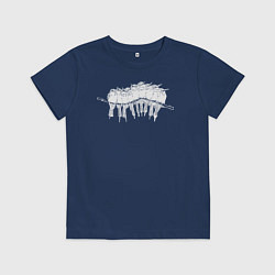 Футболка хлопковая детская Белые птицы на ветке, цвет: тёмно-синий