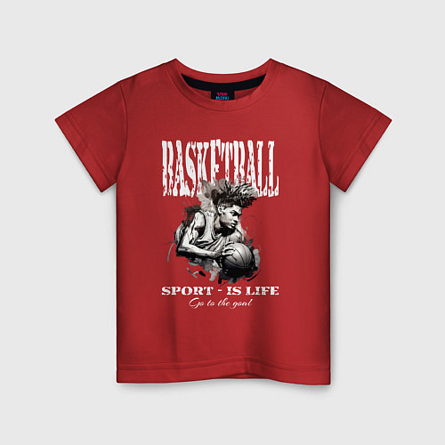 Детская футболка Баскетбол Спорт это жизнь / Красный – фото 1