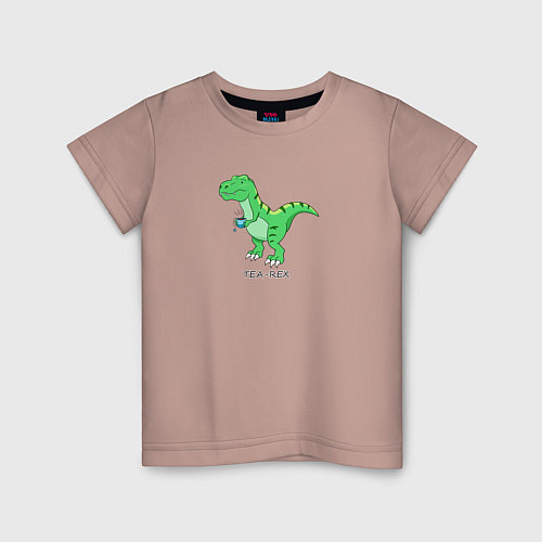 Детская футболка Динозавр Tea-Rex / Пыльно-розовый – фото 1